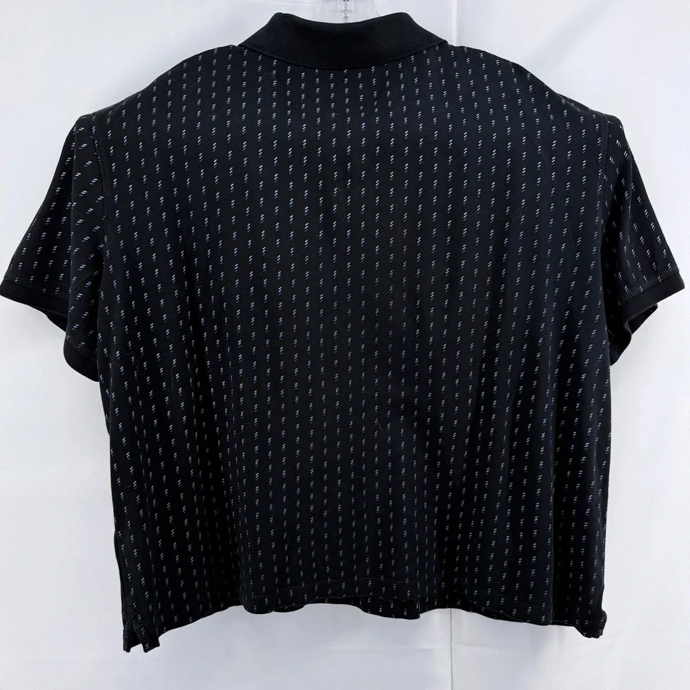 Banana Republic Polo Shirt Mens XL Black Luxe Touch Performance Print Preppy